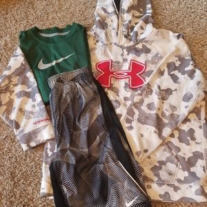 Boys Under armour Camo Hoodie Nike Shorts & TShirt